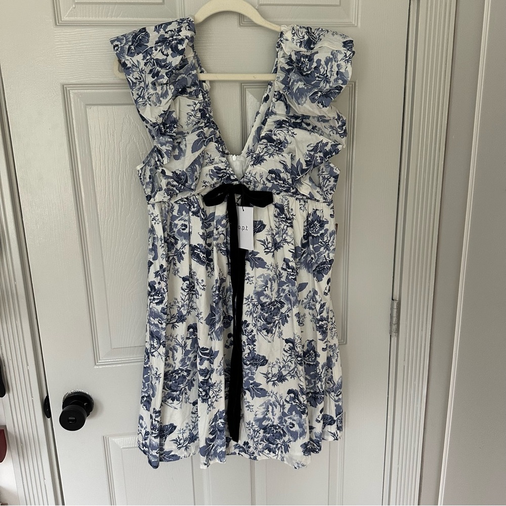 opt toile bow mini dress
